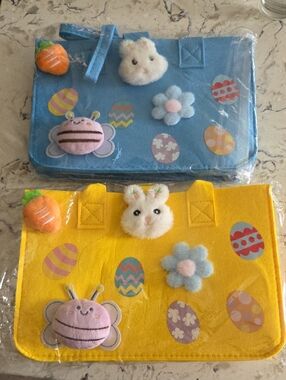 Easter Bunny Felt Tote Set - Blue & Yellow